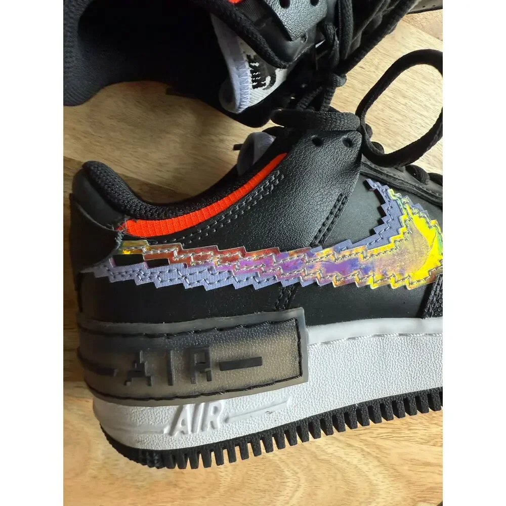 Nike AF1 Shadow SE Pixel Swoosh Noir Womens Black Shoe SIZE 6